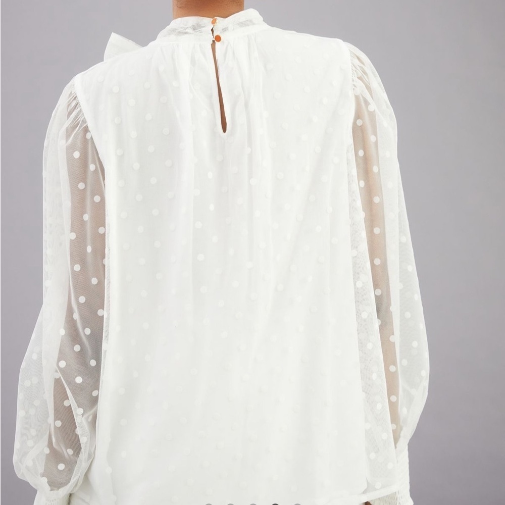 NWT Anthro Maeve Tulle Tie-Neck Blouse - Picture 4 of 8